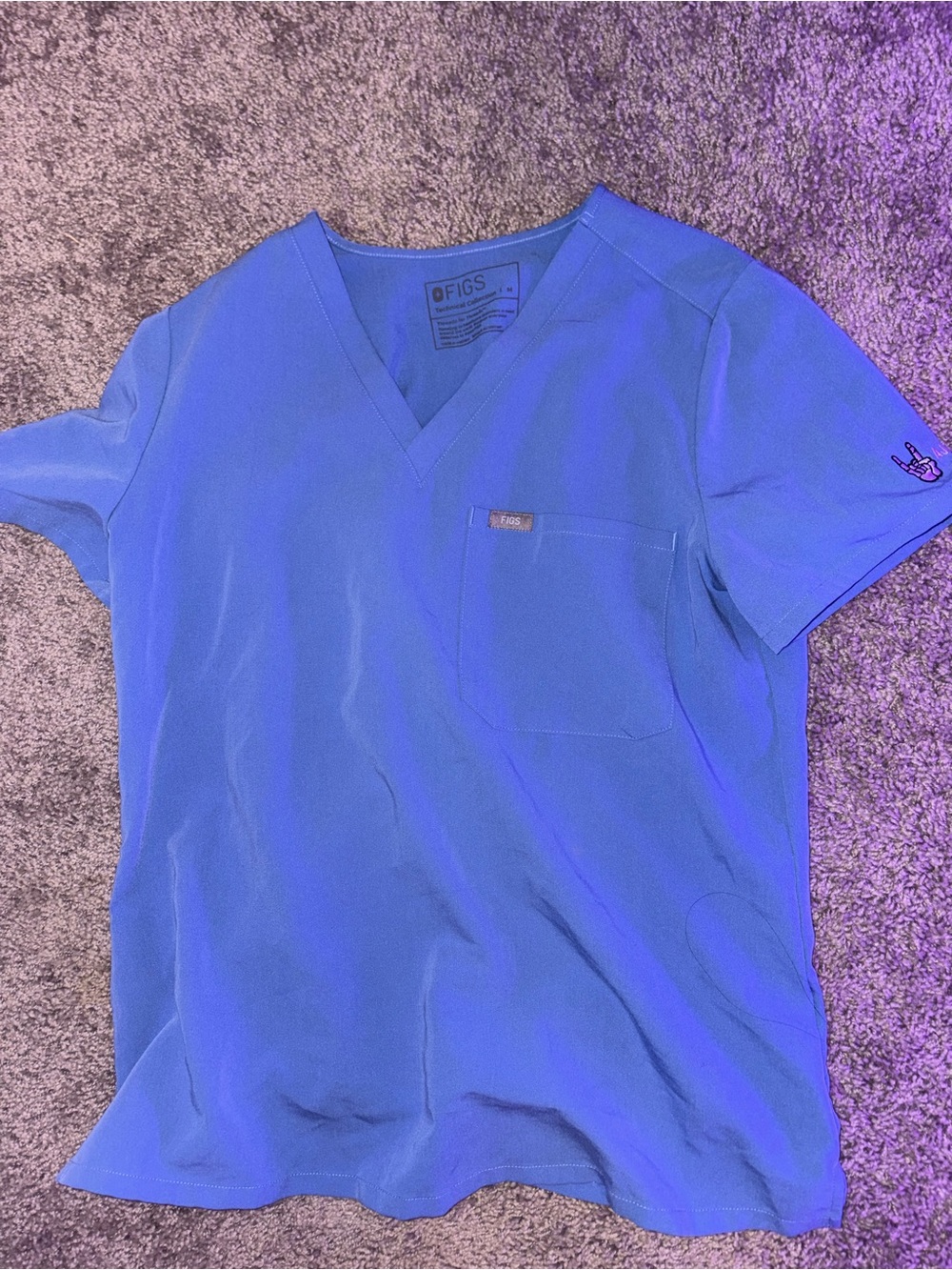 Figs V-Neck Scrub Top in Blue